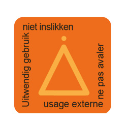 Etiket "uitwendig gebruik" + reliëf 20x20mm per 500 in dispenserdoos