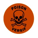 Etiket "vergif - doodshoofd" D13mm per 500 in dispenserdoos