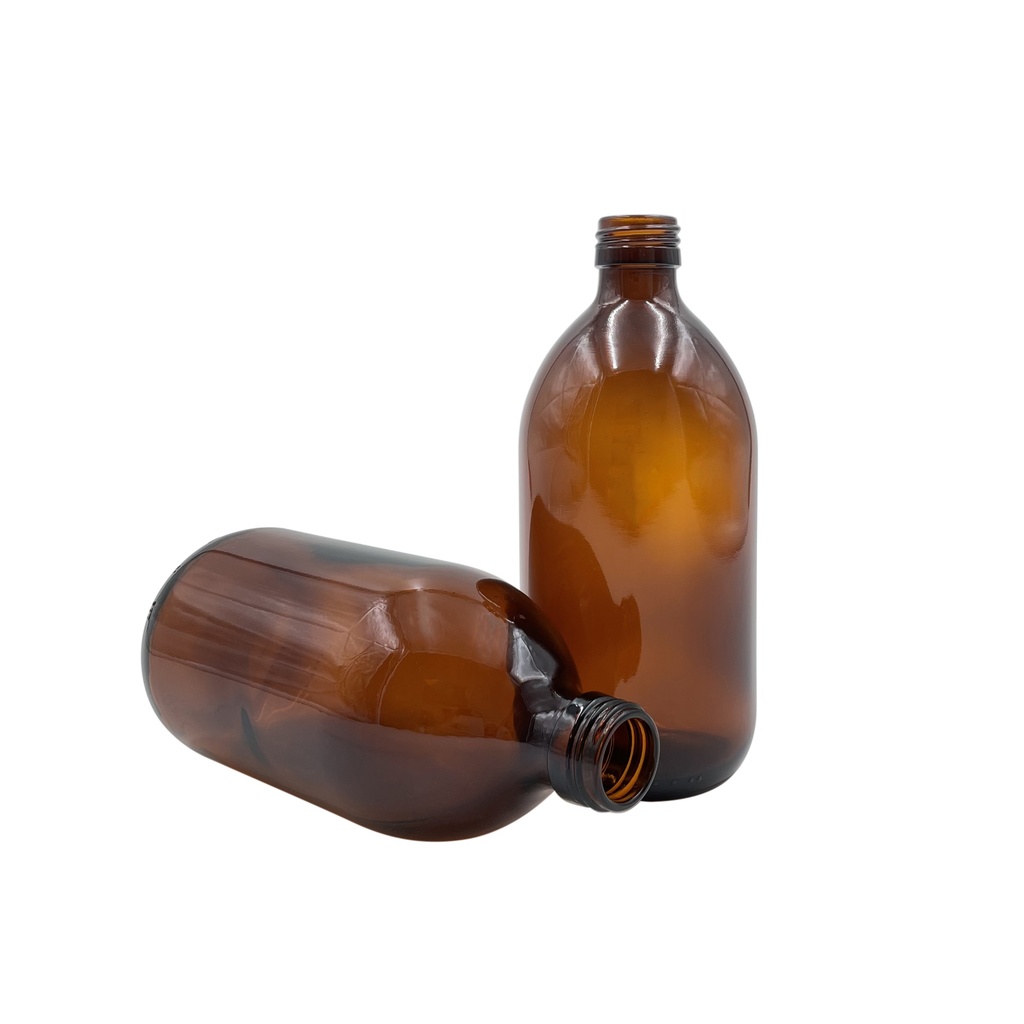 Botella bote de vidrio marrón 500mL din28 por 32