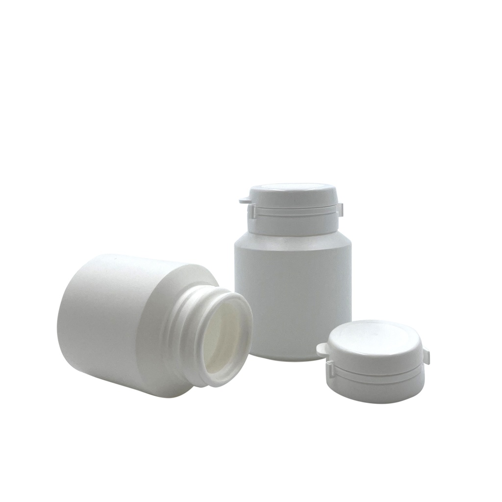 Pot pharma-secure wit + deksel 40mL/31mm per 25