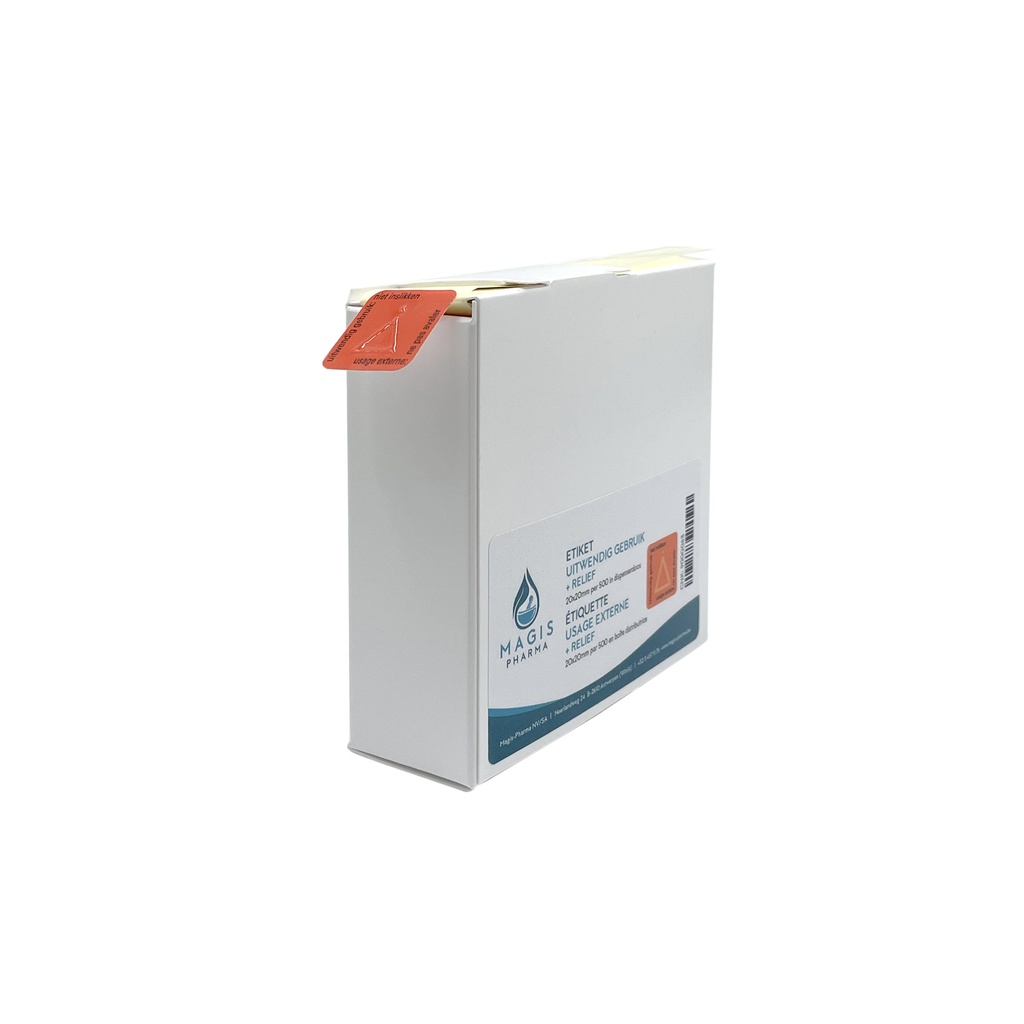 Etiquette "usage externe" + relief 20x20mm par 500