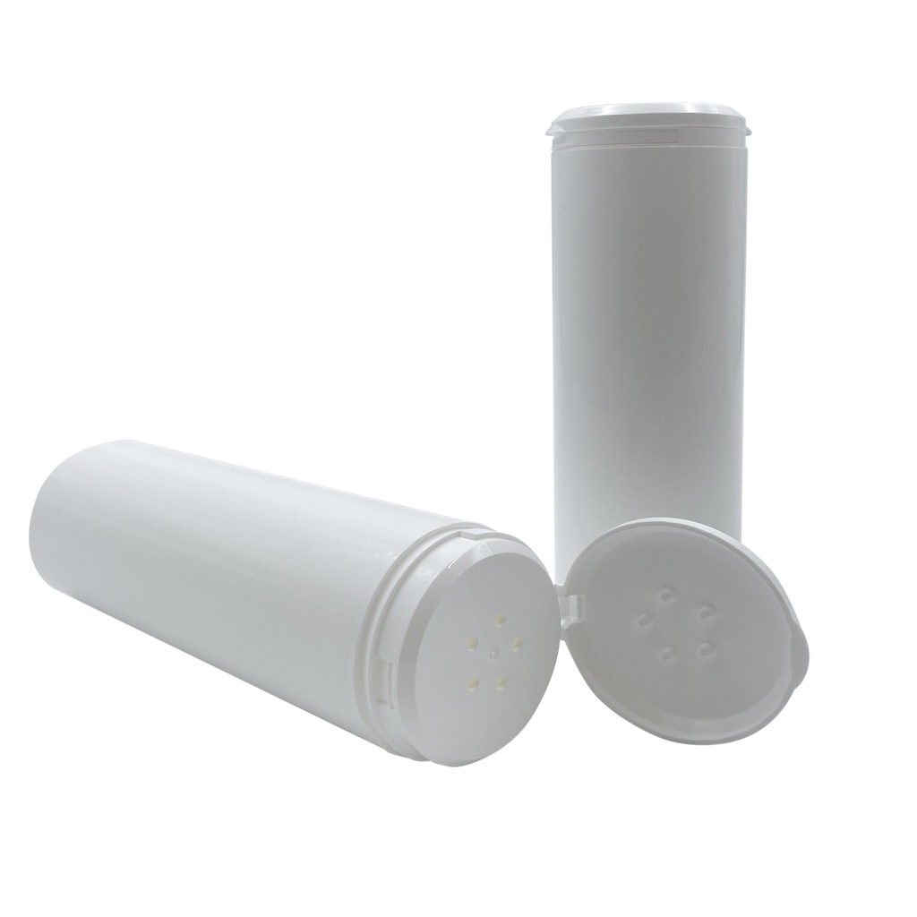 Bottle pl. strooi powder white + lid 250mL per 10pcs