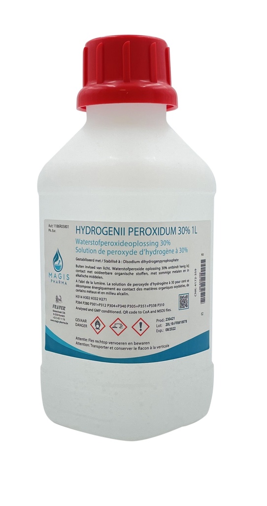 Solution de peroxyde d'hydrogène à 30% 4x1L CARTON PRINCIPAL