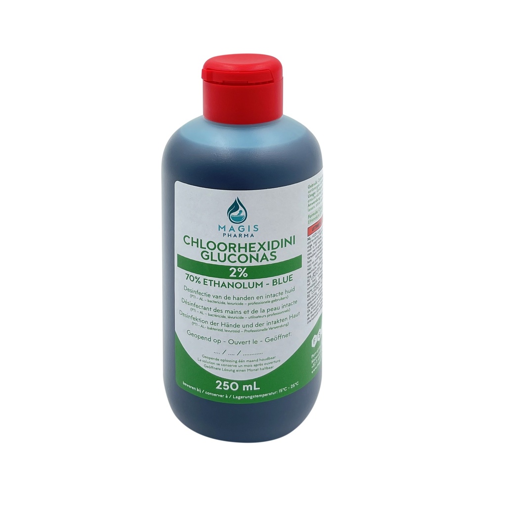 Chloorhexidini gluc.alc. 2% Blue 36x250mL CARTON PRINCIPAL