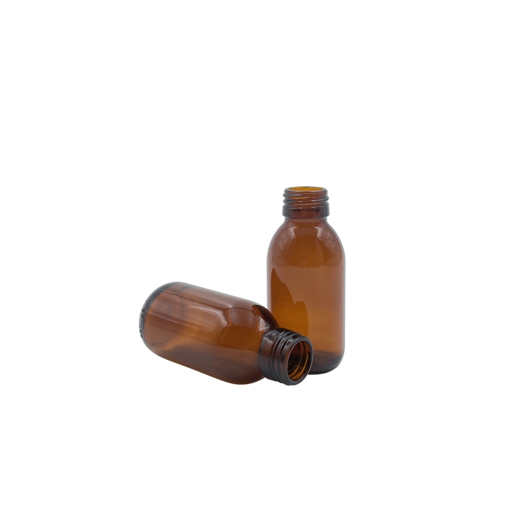 Bottle glass brown 100mL din28 per 25