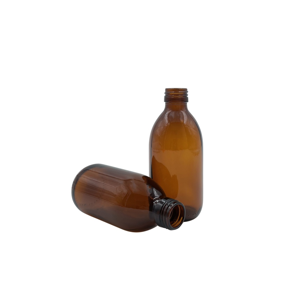 Fles glas obus bruin 250mL din28 per 60