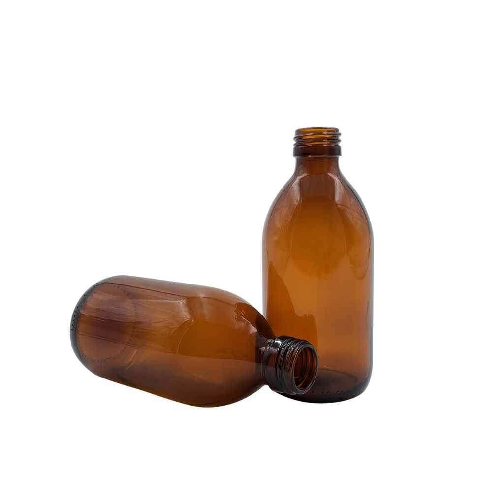Botella bote de vidrio marrón 300mL din28 por 25