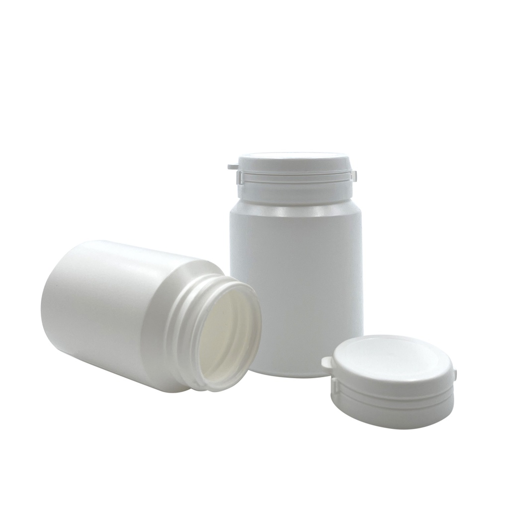 Pot pharma-secure blanc + couvercle 100mL/43mm par 10