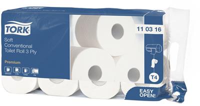 Tork Extra Soft Conventional Toilet Roll 9,4x11,7 cm / 29,5 m 3L T4 wit 9x8pcs