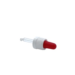 [4565297] Cap din18 dropper glass sealable white/red for 10-15mL (57mm) per 25st