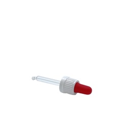 [4565305] Dop din18 druppelpipet glas verzegelbaar wit/rood voor 20mL (71mm) per 25st