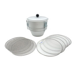 [026030] Sieb ⌀20cm Komplettset: 9 Siebe + Deckel + Auffanggefäß